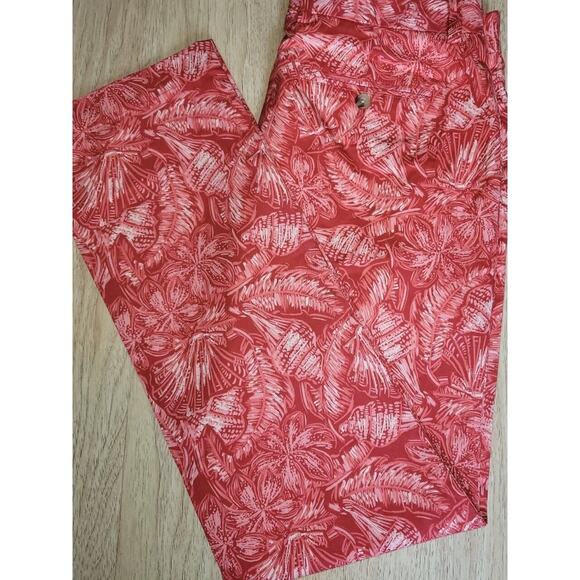 New men's red floral sz 32x32 vineyard vines pants tropical beach dress straight